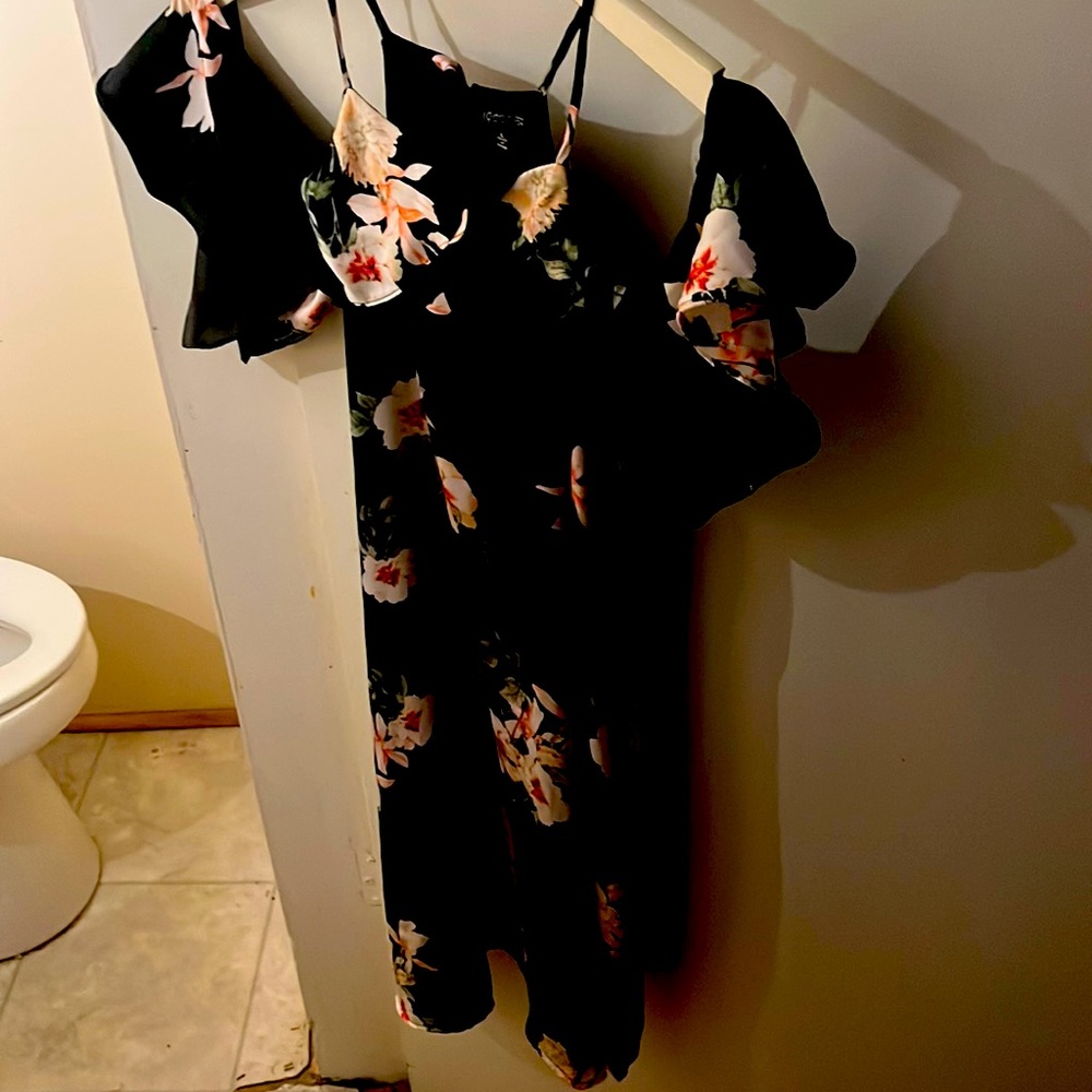 Beautiful black and floral dress.